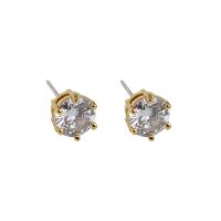 Brass Stud Earring, with Cubic Zirconia, Letter C, plated, fashion jewelry & for woman, more colors for choice, nickel, lead & cadmium free, 20mm, Sold By Pair