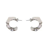 Brass Stud Earring Letter C silver color plated fashion jewelry & for woman nickel lead & cadmium free 40mm Sold By Pair