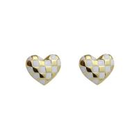 Brass Stud Earring, Heart, gold color plated, fashion jewelry & for woman & enamel, more colors for choice, nickel, lead & cadmium free, 15mm, Sold By Pair