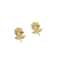 Латунь Стад Серьги, Форма цветка, плакирован золотом, ювелирные изделия моды & Женский, не содержит никель, свинец, 20x30mm, продается Пара