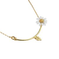 Brass Necklace, with 6cm extender chain, Flower, gold color plated, fashion jewelry & for woman, nickel, lead & cadmium free, Length:Approx 42 cm, Sold By PC