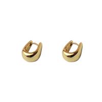Laiton Leverback boucle d'oreille, Lettre U, Placage de couleur d'or, bijoux de mode & pour femme, protéger l'environnement, sans nickel, plomb et cadmium, 17mm, Vendu par paire
