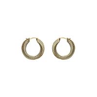 Brass Huggie Hoop Earring Donut gold color plated fashion jewelry & micro pave cubic zirconia & for woman nickel lead & cadmium free 25mm Sold By Pair