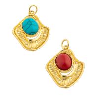 Gemstone Pendants Jewelry Brass with Gemstone Chips gold color plated fashion jewelry & DIY & micro pave cubic zirconia nickel lead & cadmium free Sold By PC