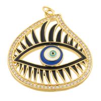 Evil Eye Pendants, Brass, Teardrop, gold color plated, fashion jewelry & DIY & enamel, mixed colors, nickel, lead & cadmium free, 29x33x2mm, Sold By PC