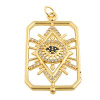 Cubic Zirconia Micro Pave Brass Pendant, Square, gold color plated, fashion jewelry & DIY & micro pave cubic zirconia, nickel, lead & cadmium free, 36x19x2mm, Sold By PC