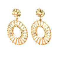 Zinc Alloy Drop Earrings Round gold color plated fashion jewelry & for woman & hollow nickel lead & cadmium free Sold By Pair