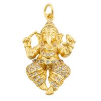 Cubic Zirconia Micro Pave Brass Pendant Elephant gold color plated fashion jewelry & DIY & micro pave cubic zirconia nickel lead & cadmium free Sold By PC