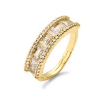 Cubic Zirconia Micro Pave Brass Ring, plated, fashion jewelry & different designs for choice & micro pave cubic zirconia, golden, nickel, lead & cadmium free, inner diameter:1.7~1.9cm, Sold By PC