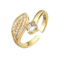 Cubic Zirconia Micro Pave Brass Ring plated fashion jewelry & micro pave cubic zirconia golden nickel lead & cadmium free inner .7~1.9cm Sold By PC