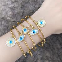 Evil Eye Jewelry Bracelet, Brass, plated, fashion jewelry & different designs for choice & micro pave cubic zirconia & enamel, golden, nickel, lead & cadmium free, 71mm, Sold By PC