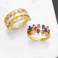 Krychlový Circonia Micro vydláždit mosazný prsten, Mosaz, módní šperky & různé designy pro výběr & micro vydláždit kubické zirkony, zlatý, nikl, olovo a kadmium zdarma, Vnitřní průměr:Cca 17mm, Prodáno By PC