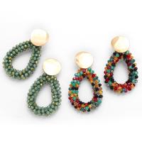 Boucles d'oreilles pendantes en laiton, avec Seedbead, Placage, bijoux de mode, plus de couleurs à choisir, protéger l'environnement, sans nickel, plomb et cadmium, 56x34mm, Vendu par paire