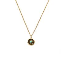 304 Stainless Steel Necklace with turquoise with 2inch extender chain real gold plated & for woman & enamel Length Approx 15.7 Inch Sold By PC