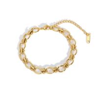 Acier inoxydable 304 bracelet, avec 2inch chaînes de rallonge, Plaqué d'or 18K, bijoux de mode & pour femme, Longueur:Environ 6.7 pouce, Vendu par PC