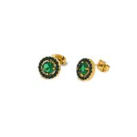 304 Stainless Steel Stud Earring, real gold plated, different styles for choice & micro pave cubic zirconia & for woman, 7.8-10.5mm, Sold By Pair