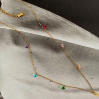 Titanstahl Halskette, 18 K vergoldet, Modeschmuck & Micro pave Zirkonia & für Frau, Länge:ca. 15.7 ZollInch, verkauft von PC