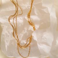 Acier titane collier, Plaqué d'or 18K, bijoux de mode & multicouche & pour femme, Longueur:Environ 15.7 pouce, Vendu par PC