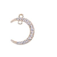 Zinc Alloy Moon Pendants with Plastic Pearl KC gold color plated DIY & with rhinestone 20-34mm Sold By PC