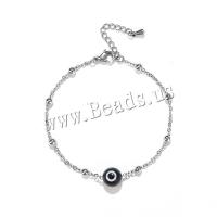 Bracelet Evil Eye bijoux, Acier inoxydable 304, avec chalumeau, avec 3cm chaînes de rallonge, Rond, bijoux de mode & pour femme, plus de couleurs à choisir, 8mm, Longueur:Environ 16 cm, Vendu par PC