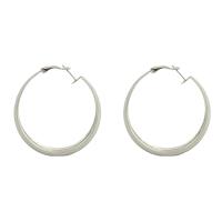 Brass Hoop Earring Donut silver color plated fashion jewelry & for woman nickel lead & cadmium free Sold By Pair