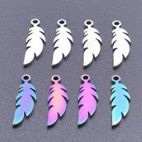 Stainless Steel Pendants, 304 Stainless Steel, Feather, Vacuum Ion Plating, DIY, more colors for choice, 5x16mm, Sold By PC