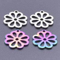 Stainless Steel Flower Pendant, 304 Stainless Steel, Vacuum Ion Plating, DIY & hollow, more colors for choice, 14x12mm, Sold By PC
