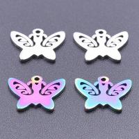 Stainless Steel Animal Pendants, 304 Stainless Steel, Butterfly, Vacuum Ion Plating, DIY, more colors for choice, 11x13mm, Sold By PC