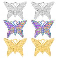Stainless Steel Animal Pendants, 304 Stainless Steel, Butterfly, Vacuum Ion Plating, DIY, more colors for choice, 25x20mm, Sold By PC
