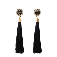Fashion Fringe Earrings Zinc Alloy with Nylon & for woman & with rhinestone nickel lead & cadmium free 85mm Sold By PC