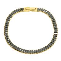 Stainless Steel Jewelry Bracelet, 304 Stainless Steel, 18K gold plated, fashion jewelry & micro pave cubic zirconia & for woman, more colors for choice, 5mm, Sold Per Approx 7.48 Inch Strand