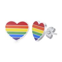 Stainless Steel Stud Earrings 304 Stainless Steel Heart fashion jewelry & for woman & enamel Sold By Pair