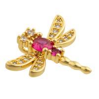 Brass Jewelry Pendants Dragonfly gold color plated fashion jewelry & DIY & with rhinestone mixed colors nickel lead & cadmium free Sold By PC