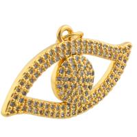 Evil Eye Pendants Brass gold color plated fashion jewelry & DIY & with rhinestone nickel lead & cadmium free Sold By PC