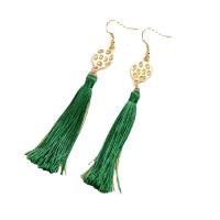 Fashion Fringe Earrings, Tibetan Style, gold color plated, fashion jewelry & for woman, green, nickel, lead & cadmium free, 13x100mm, Sold By Pair