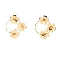 Brass Stud Earring, Flower, gold color plated, fashion jewelry & for woman, nickel, lead & cadmium free, 31x37mm, Sold By Pair