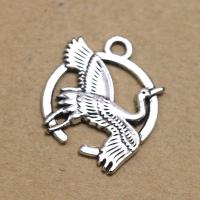 Tibetan Style Animal Pendants, Crane, antique silver color plated, Corrosion-Resistant & DIY, nickel, lead & cadmium free, 27x21x2.10mm, Sold By PC