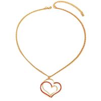 Zinc Alloy Jewelry Necklace with 8CM extender chain Heart gold color plated fashion jewelry & micro pave cubic zirconia & for woman mixed colors nickel lead & cadmium free Length Approx 42 cm Sold By PC