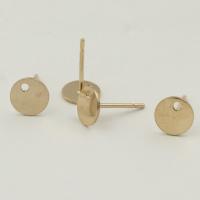 Gold Filled Earring Stud Component Round 14K gold-filled DIY 6mm Approx 1.1mm Sold By Pair