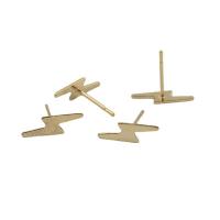 Gold Filled Stud Earring, Lightning Symbol, 14K gold-filled, Unisex, 11.40x3.50mm, Sold By Pair