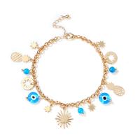 Bracelet Evil Eye bijoux, laiton, avec pierre gemme & verre, avec 3cm chaînes de rallonge, Placage de couleur d'or, bijoux de mode & pour femme, deux couleurs différentes, Longueur:16 cm, Vendu par PC