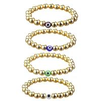 Bracelet Evil Eye bijoux, laiton, avec verre, Placage de couleur d'or, bijoux de mode & motif de mauvais œil & pour femme, plus de couleurs à choisir, Vendu par 17.5 cm brin