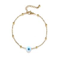 Evil Eye Jewelry Bracelet 304 Stainless Steel with Lampwork with 3cm extender chain Vacuum Ion Plating fashion jewelry & evil eye pattern & for woman Length 16 cm Sold By PC