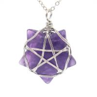 Gemstone Pendants Jewelry, with Tibetan Style, Star, silver color plated, Natural & fashion jewelry & DIY & for woman, more colors for choice, 11x30x40mm, Sold By PC