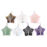 Gemstone Pendants Jewelry with Zinc Alloy Star silver color plated Natural & fashion jewelry & DIY & for woman Sold By PC