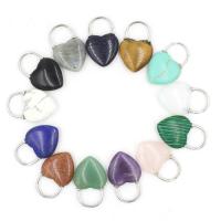 Gemstone Pendants Jewelry, with Tibetan Style, Heart, silver color plated, Natural & fashion jewelry & DIY & for woman, more colors for choice, 7x20x32mm, Sold By PC