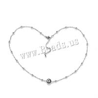 Stainless Steel Jewelry Necklace, 304 Stainless Steel, with 5cm extender chain, Round, Vacuum Ion Plating, fashion jewelry & for woman & enamel, more colors for choice, 8mm, Length:Approx 38 cm, Sold By PC