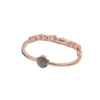 Zinc Alloy Bangle Flat Round rose gold color plated fashion jewelry & for woman & with rhinestone nickel lead & cadmium free Sold By PC