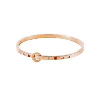Zinc Alloy Bangle with Cubic Zirconia rose gold color plated fashion jewelry & for woman nickel lead & cadmium free 3mm Length Approx 16.5 cm Sold By PC
