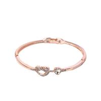 Zinc Alloy Bangle Heart plated fashion jewelry & for woman & with rhinestone & hollow nickel lead & cadmium free Sold By PC